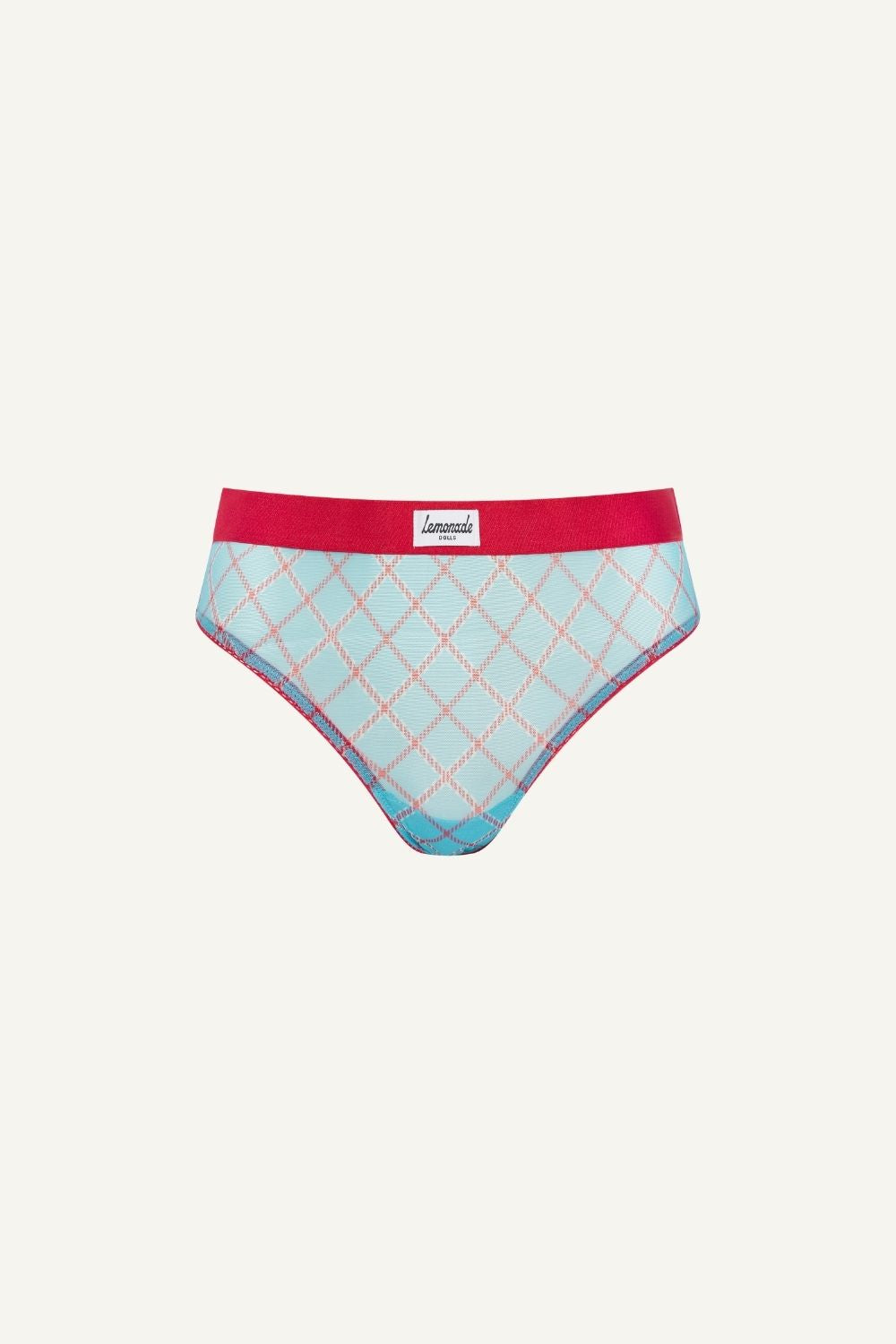 A ghost image of the front of the So Soft Mesh Check Print Brief - Blue