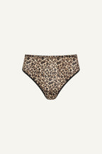 A ghost image of the front of a leopard print mesh brief 