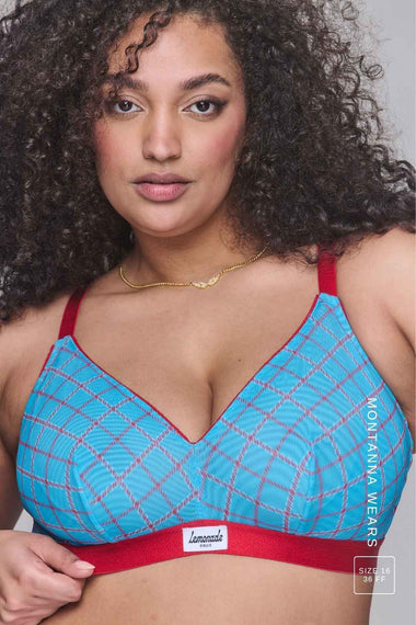 So Soft Mesh Check Print Fuller Cup - Blue