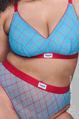 So Soft Mesh Check Print Fuller Cup - Blue