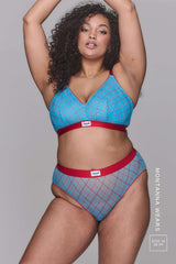 So Soft Mesh Check Print Fuller Cup - Blue