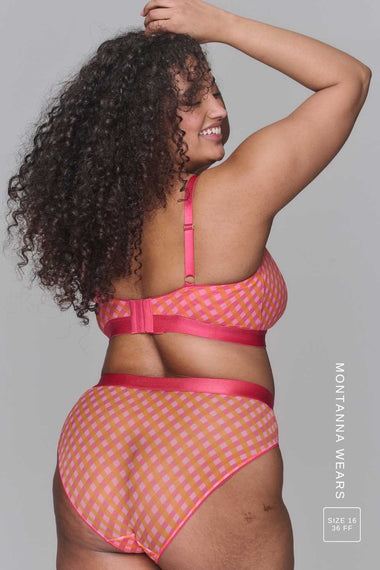 So Soft Mesh Check Print Brief - Pink