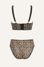 Leopard Print Mesh Bralette And High Waist Brief Set