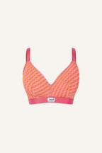 A ghost image of a soft mesh fuller cup check print bralette 