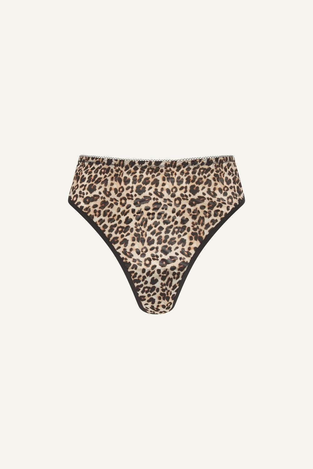 A ghost image of the front of the So Soft Mesh Thong - Leopard