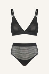 So Soft Mesh Bralette & Brief Set - Striped Black