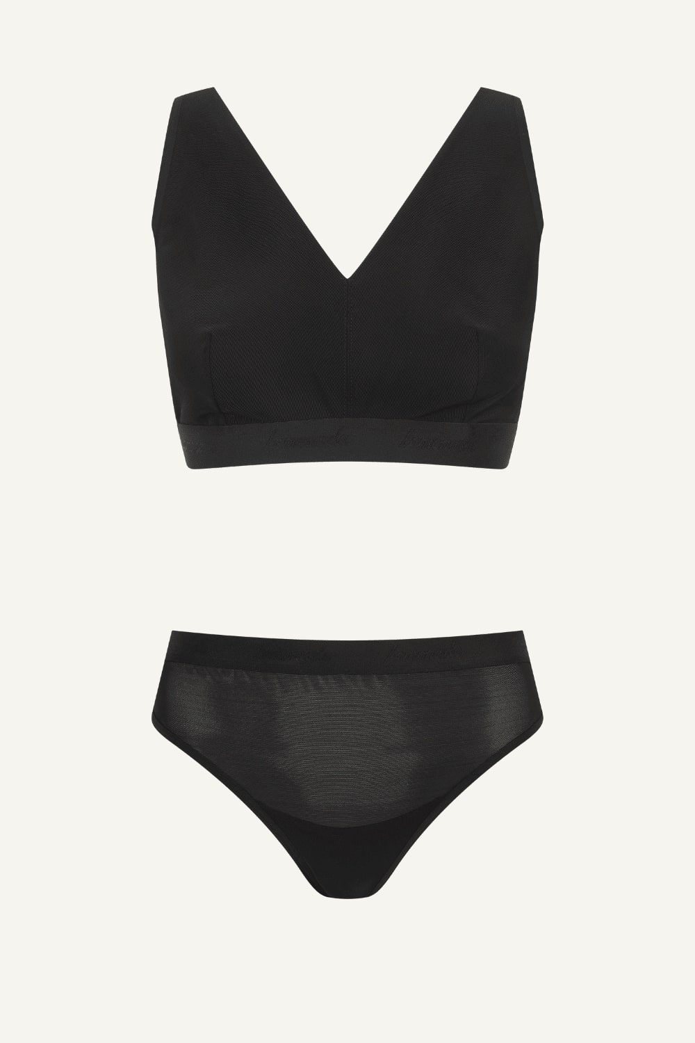 Black Mesh Bralette & Brief Set