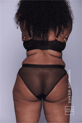 So Soft Mesh Fuller Cup Bralette & Brief Set - Striped Black