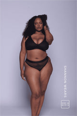 So Soft Mesh Fuller Cup Bralette & Brief Set - Striped Black