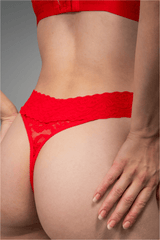 Stretch Lace Thong - Red