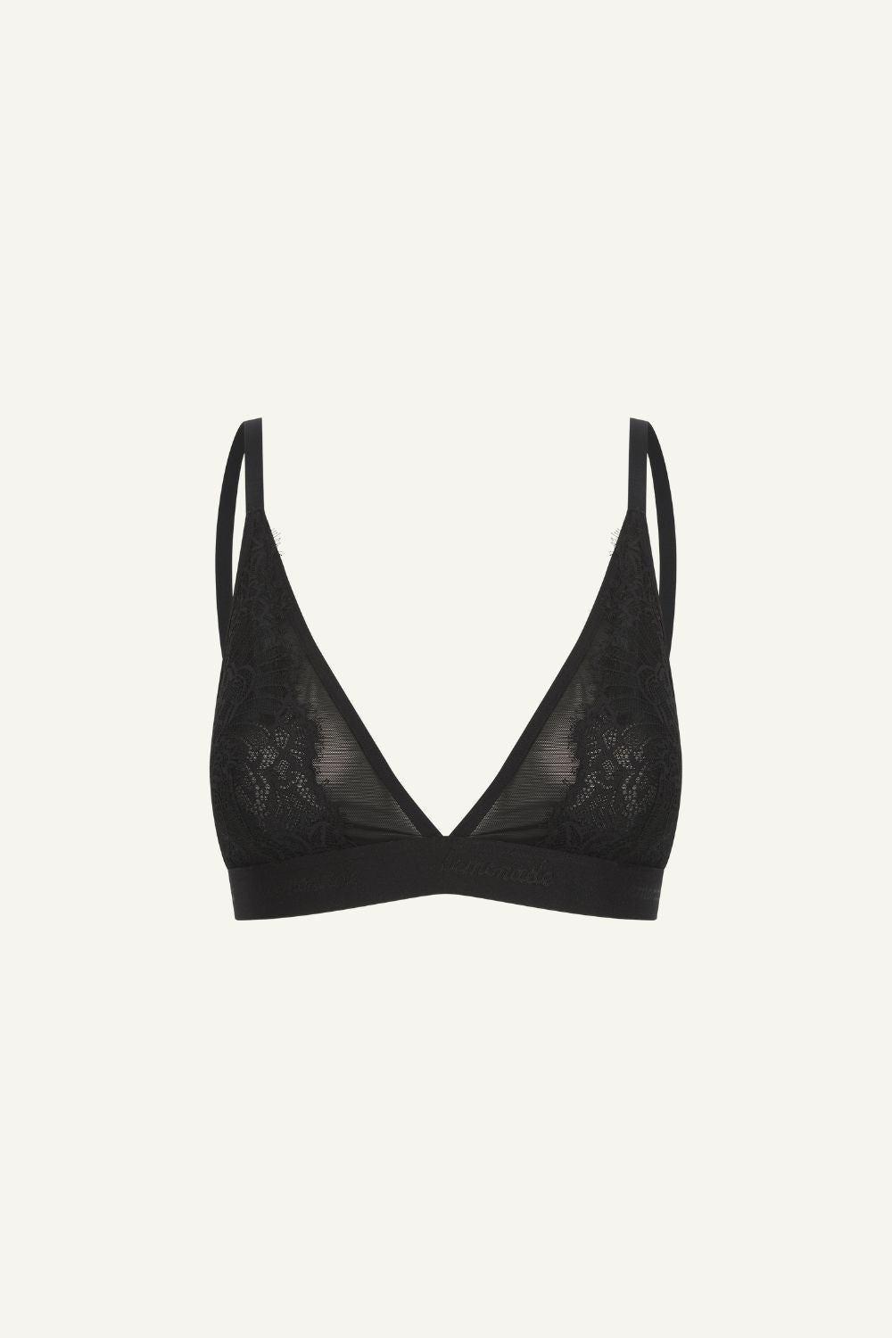 A ghost imagery of a black lace bralette 