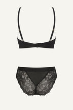 Black Lace And Mesh Bralette And Brief Set
