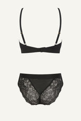 Synergy Lace and Mesh Bralette & Brief Set - Black
