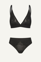 Black Lace And Mesh Bralette And Brief Set