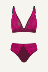 Signature Lace Synergy Bralette & Brief Set - Wine