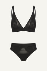 Synergy Lace and Mesh Bralette & Thong Set - Black
