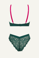 Signature Lace Synergy Bralette & V Brazilian Set - Forest Green