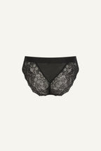 A ghost image of the back of the Synergy Lace and Mesh Brief - Black