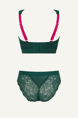 Signature Lace Synergy Fuller Cup Bralette & Brief Set - Forest Green