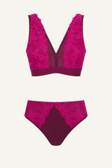 Signature Lace Synergy Fuller Cup Bralette & Brief Set - Wine