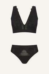Synergy Lace and Mesh Fuller Cup & Thong Set - Black