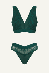 Signature Lace Synergy Fuller Cup Bralette & V Brazilian Set - Forest Green