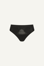 A ghost image of the front of the Synergy Lace and Mesh Thong - Black