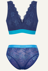 Signature Lace Bralette & Brief Set - Midnight Blue