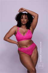 Signature Lace V Brazilian - Neon Pink