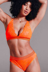Signature Lace Bralette - Neon Orange
