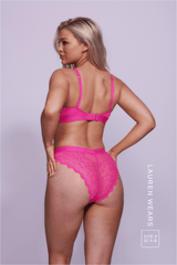 Signature Lace V Brazilian - Neon Pink