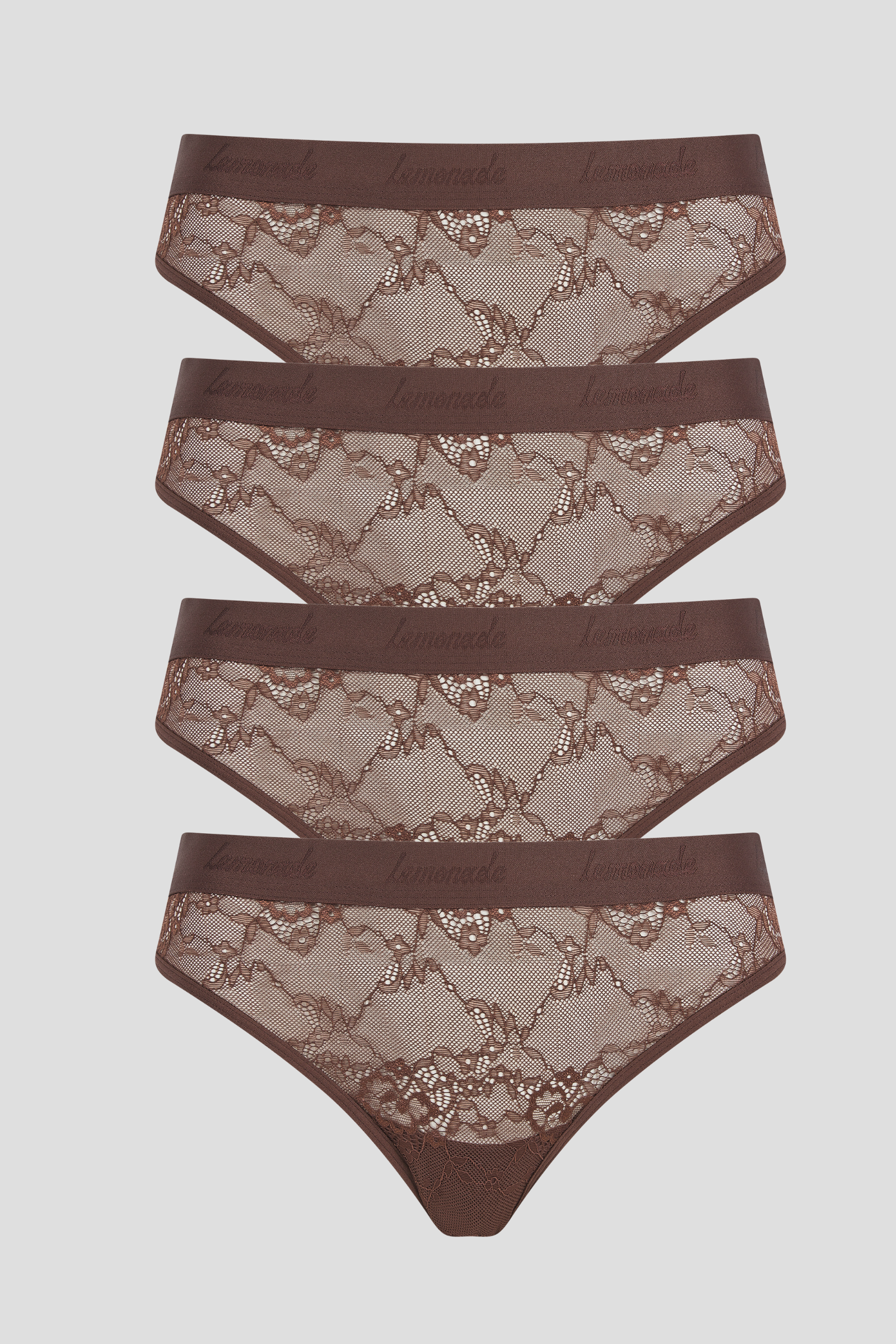 Nude Lace Brief 4 Pack - Chocolate
