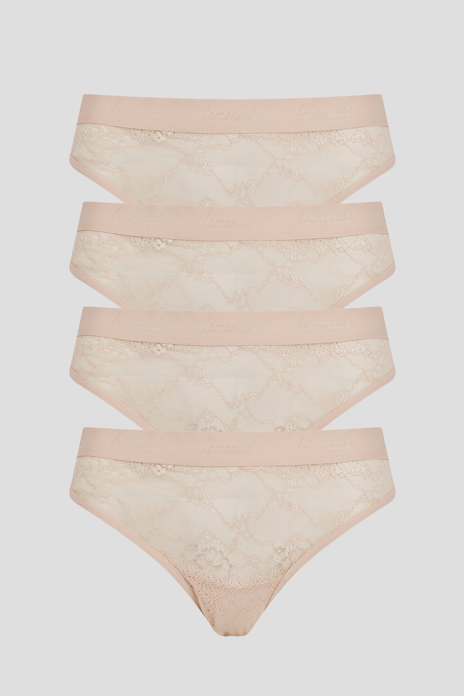 Nude Lace Brief 4 Pack - Almond