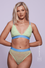 Signature Lace Bralette & Brief - Pastel Green