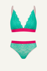 Signature Lace Bralette & High Waisted Brief Set - Trilogy Green