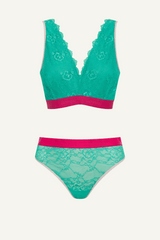 Signature Lace Fuller Cup Bralette & High Waisted Brief Set - Trilogy Green