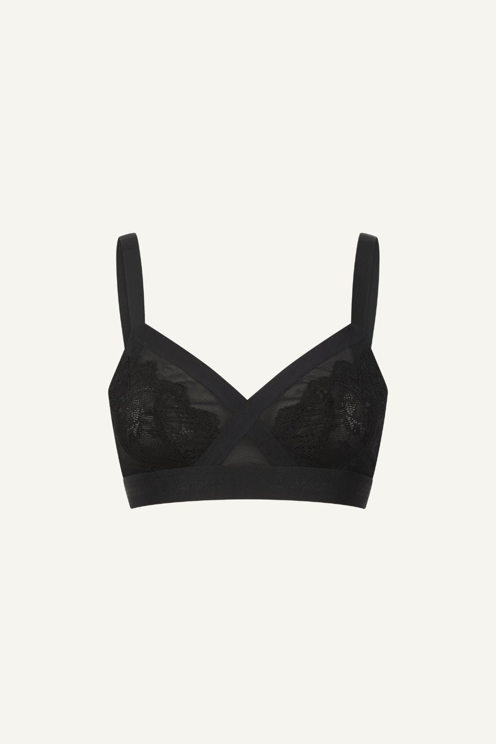 A ghost image front on of The One Signature Lace High Support Bra - Black