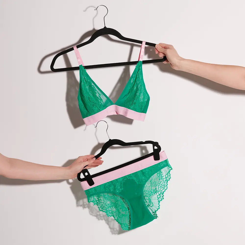 The Synergy Bralette, Emerald & Baby Pink - Lemonade Dolls