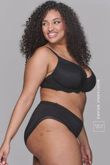 Braziliaanse slip met kanten afwerking - Zwart (Flexibele beugel)