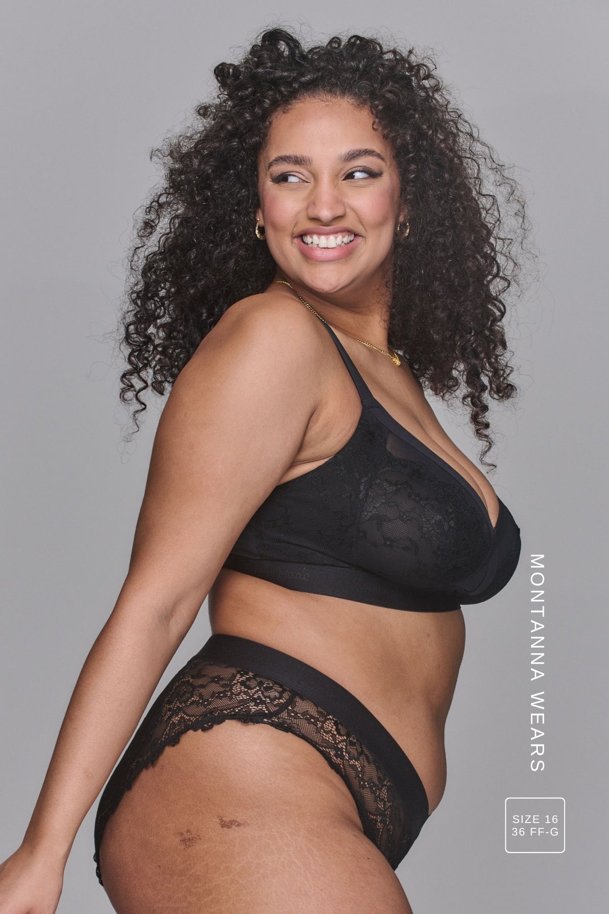Black Lace Supportive Bra And Mesh Mid Rise Brazilian Set