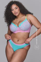 Kanten Micro Braziliaanse Slip - Groenblauw (Met beugel)