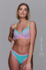 Kanten Micro Braziliaanse Slip - Groenblauw (Met beugel)