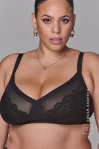 a woman wearing The One Signature Lace High Support Bra - Black