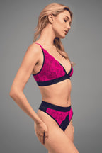Synergy Lace Thong - Pink & Navy