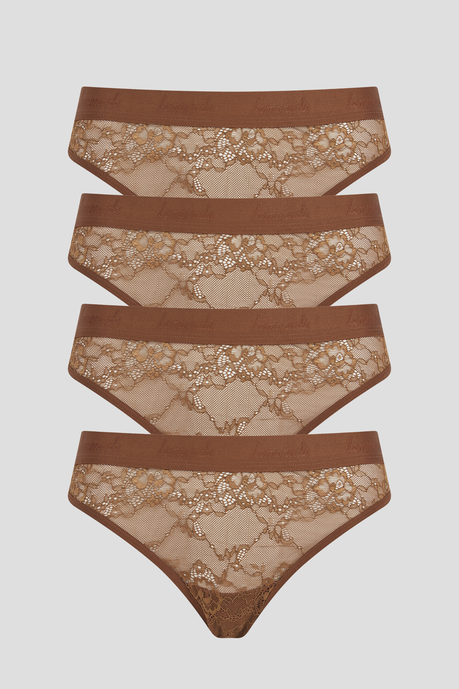 Nude Lace Brief 4 Pack - Toffee