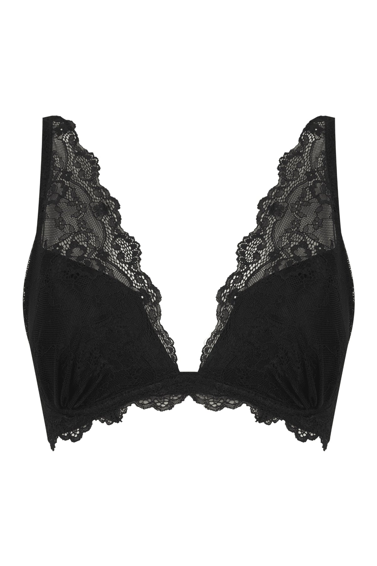 A ghost image of a black lace push up bra 