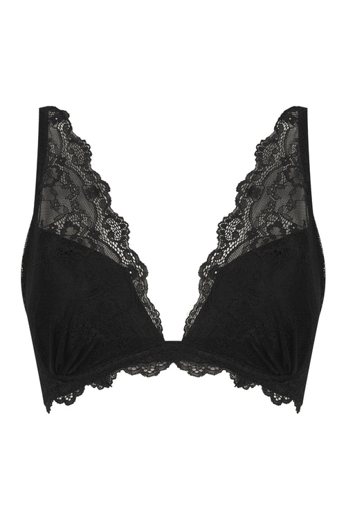 A ghost image of a black lace push up bra 
