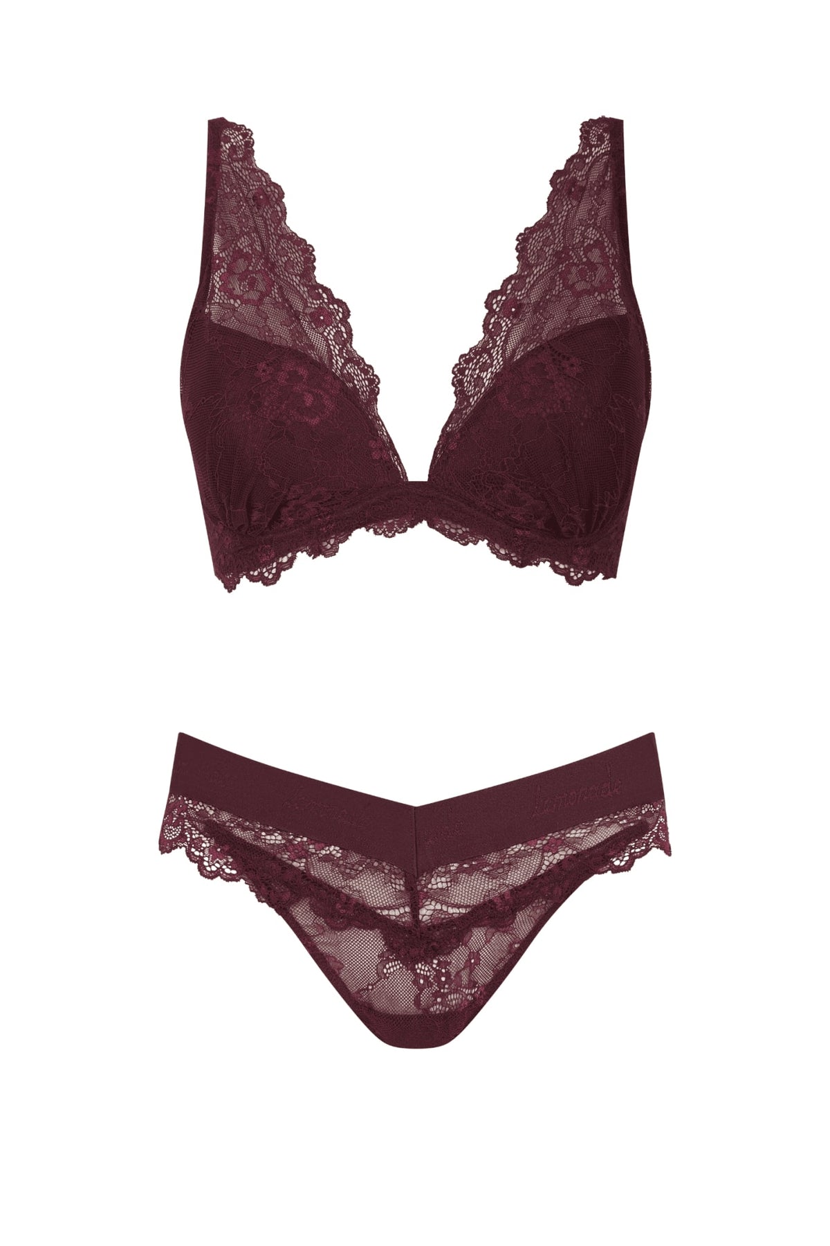 Wine Lace Push Up Bra And Brazilian Set