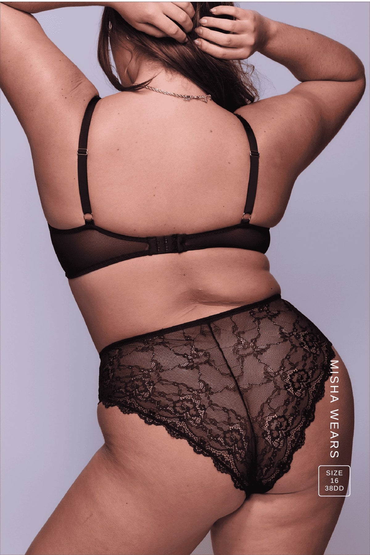 Black Lace Push Up Bra And Short Set