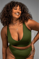 Ensemble soutien-gorge et string Everyday Eco à bonnets généreux - Kaki